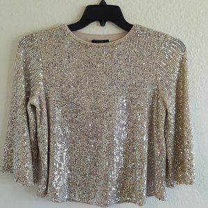 Alfani Women's Gold Sparkle Sequin Blouse
